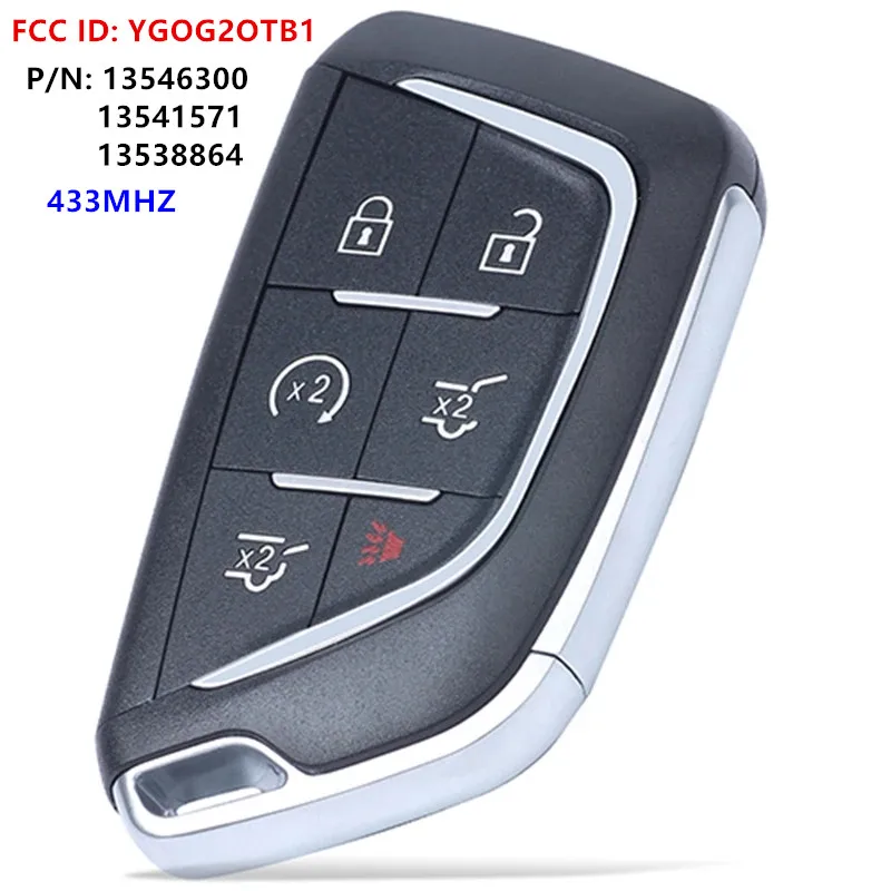 

KEYECU Replacement SMART KEYLESS PROXIMITY REMOTE FOB 6 Button 433 MHz for 2021-2022 Cadillac Escalade FCC ID: YG0G20TB1