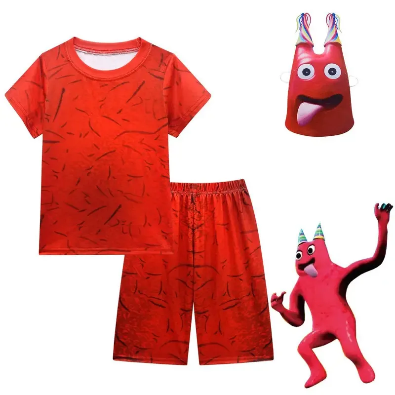 

2025 11 Kid Garden of Costume Garten of Banban Tshirt + Pants + Mask Green Jumbo Josh Monster Cosplay Clothing Also Summe