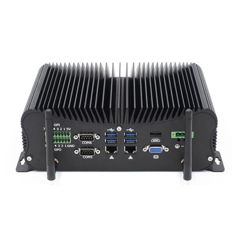 Fanless Mini Industrial Computer 12th Core I5 1235U 8 USB 6 COM Dual LANs GPIO