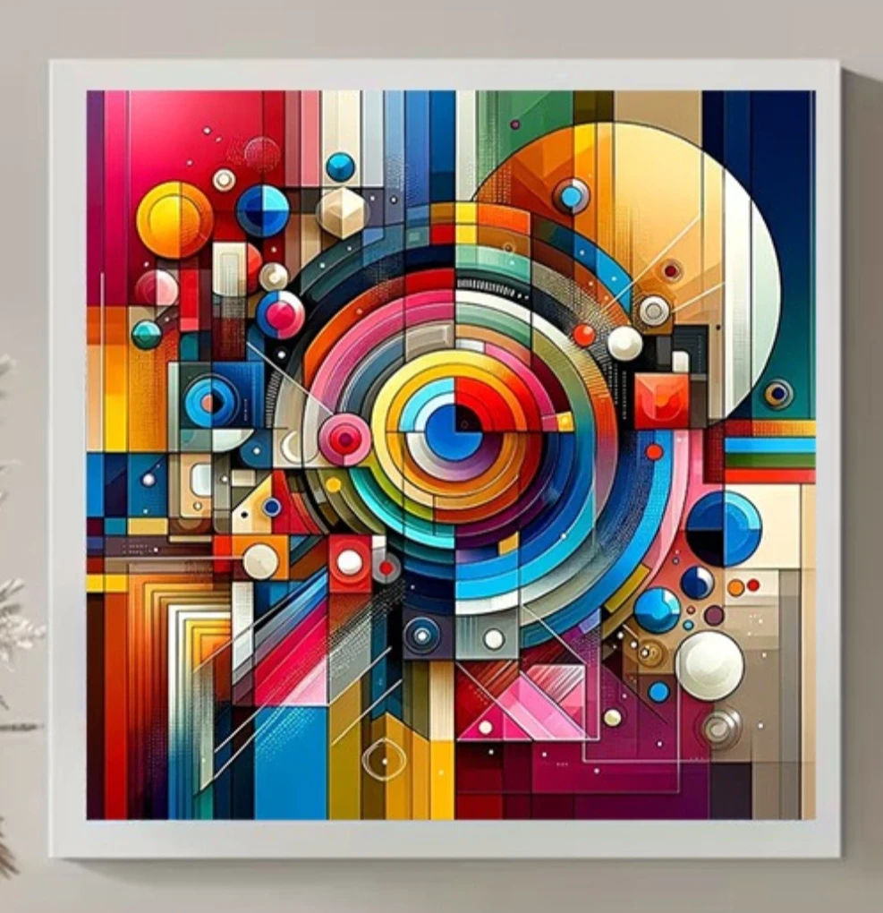 Photography Geometry - モダンな抽象幾何学模様のカラフルな円形ブロック ダイヤモンドペインティング モザイク 手作りアート ホームデコレーション 精巧なギフト