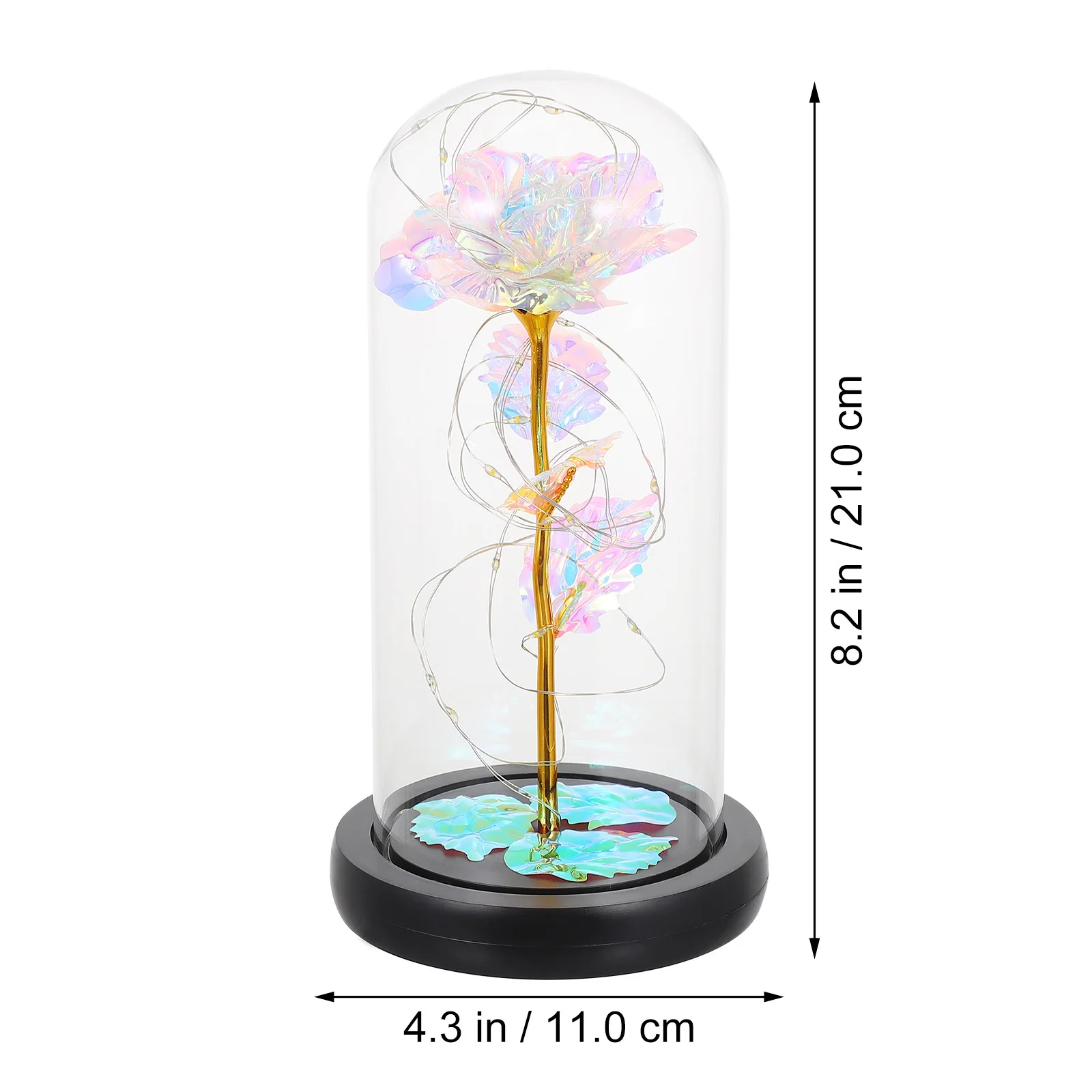 

Gold Foil Rose Flower Light in Glass Dome LED Romantic Wedding Party Decoration Valentine Flower LED Gift Rose Light