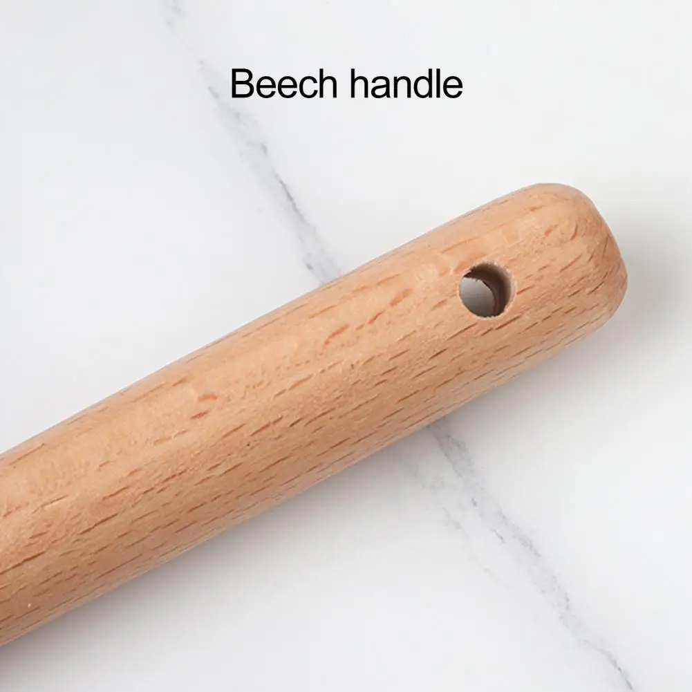 Silicone Spatula for Nonstick Pans Beech Wood Handle Spatula Silicone Spatula with Long Beech Handle Heat Resistant Non-stick