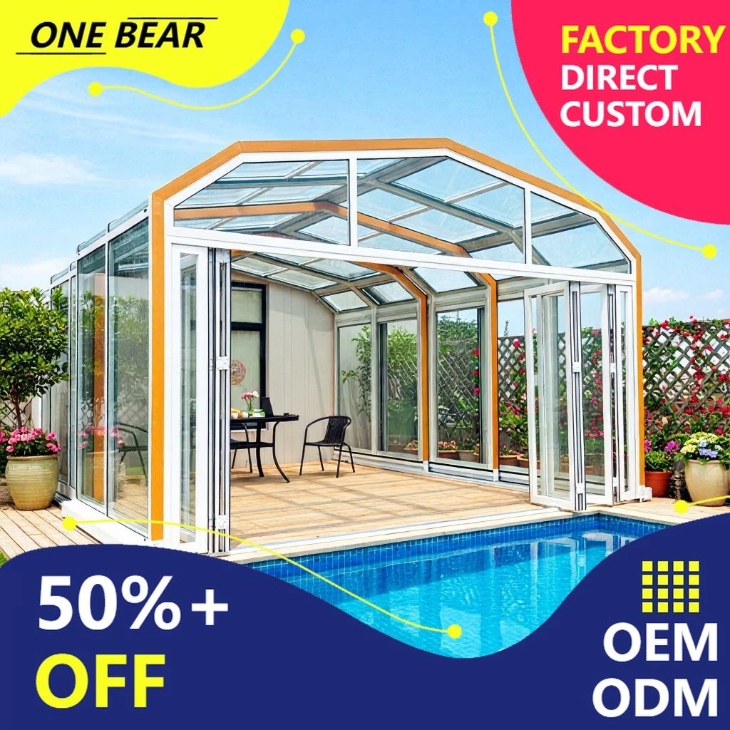 

Any Size Custom Luxury Streamline Aluminum Pool Cover Elegant Solid Structure Outdoor Courtyard Pool All Round Sealed Protect Sh