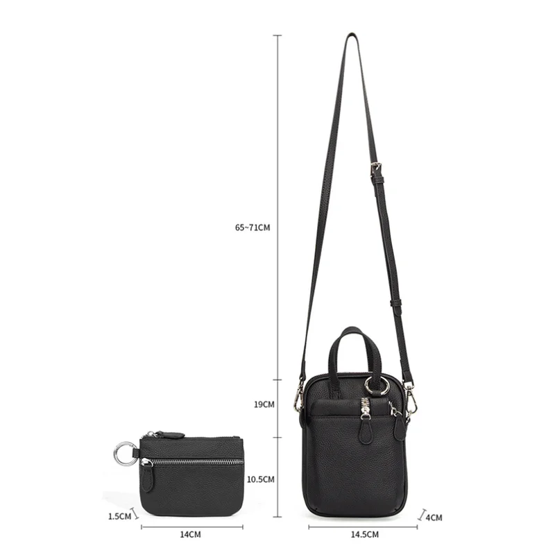 New Genuine Leather Crossbody Bag Fashionable Single Shoulder Women's Bag Cowhide Bag,Hanging Wallet Pocket