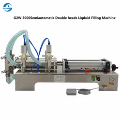 G2W-5000 Semi-Auto Double Heads Pneumatic Piston Liquid Filling Machine For Honey Juice Oil 500-5000ml 60b/Min One Nozzle Filler