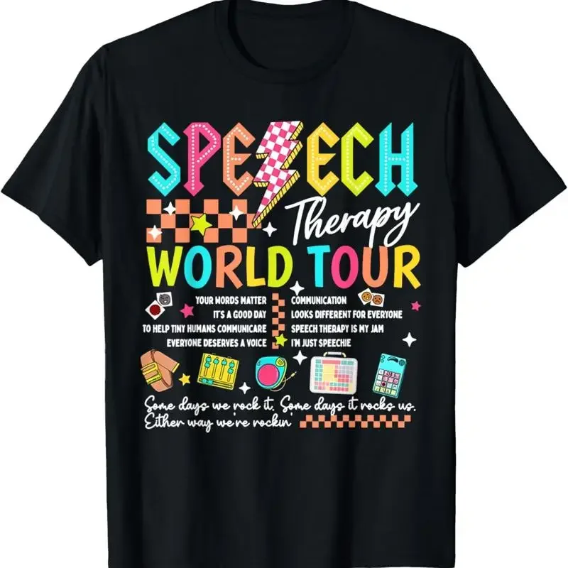 Speech Therapy World Tour Retro Lightning Slp Pathologist T Shirt