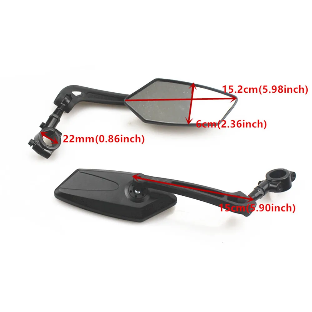 2pcs Universal 7/8'' 22mm Handlebar Side Mirror Motorcycle RearView Mirrors Scooter Off-road Cafe Racer Old School