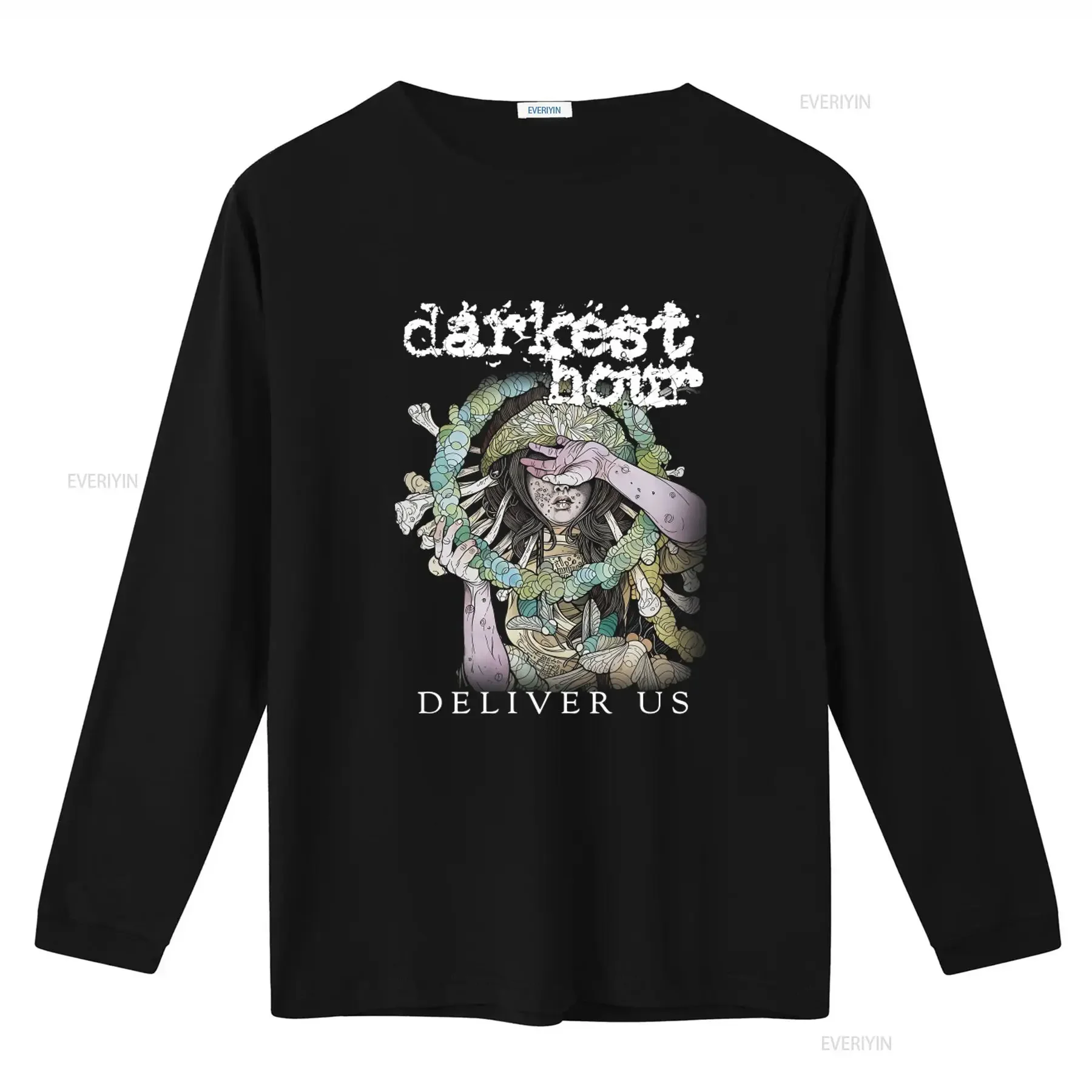 Men's Darkest Hour Deliver Us T Shirt Small Black with Unique Art Print vintage Washed Stretched Top For Everyday Wear