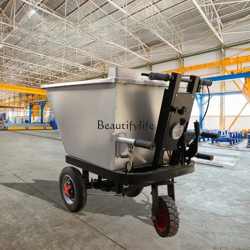

ls 41Farm electric stainless steel white steel trolley handling feed three-wheel tipping bucket