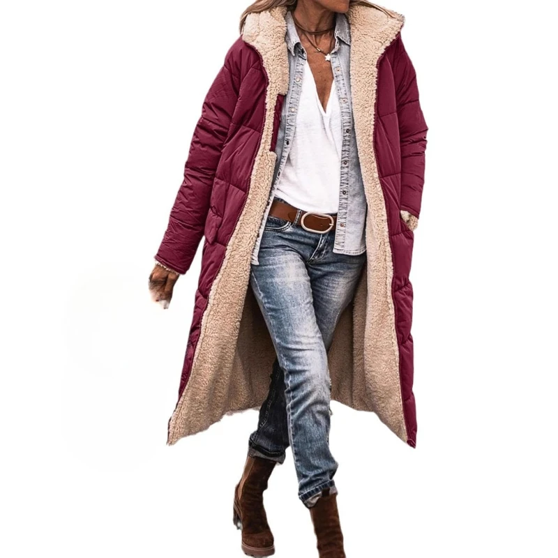 Autumn and Winter Comfortable European and American Solid Color Hooded Cotton Clothes Long Sleeves Slim Cardigan Jacket Top