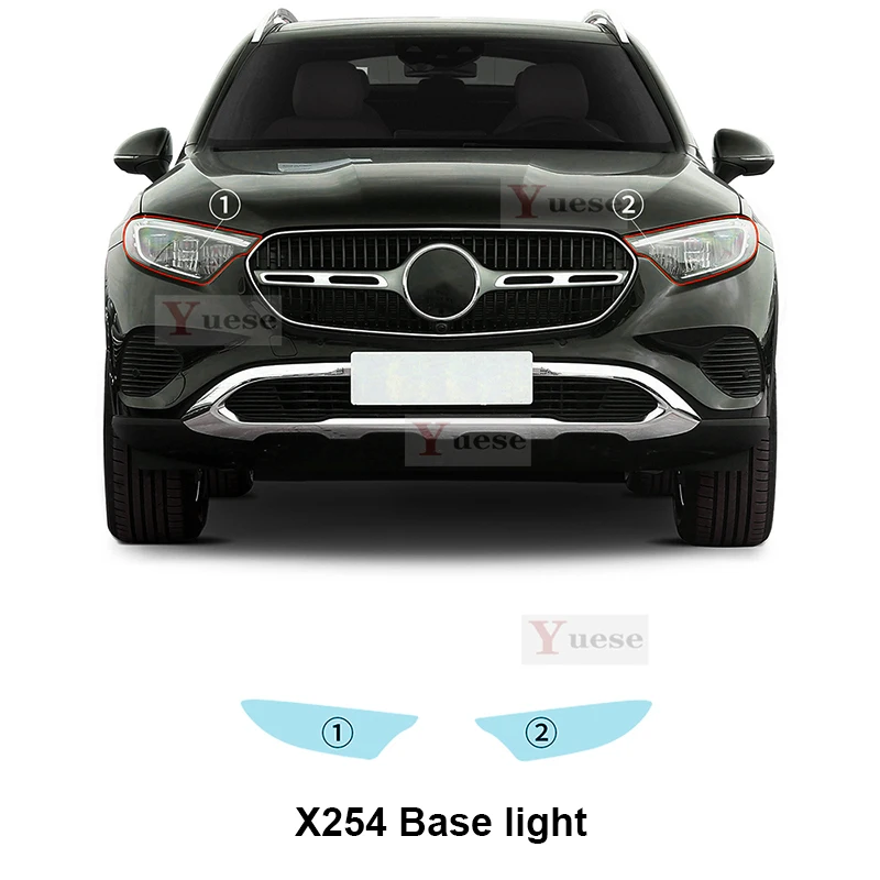 

Для Mercedes-Benz GLC X254 Luxury X254 Base 2023 2024, защитная пленка для фар, зеркальная пленка, прозрачная наклейка из ТПУ против царапин