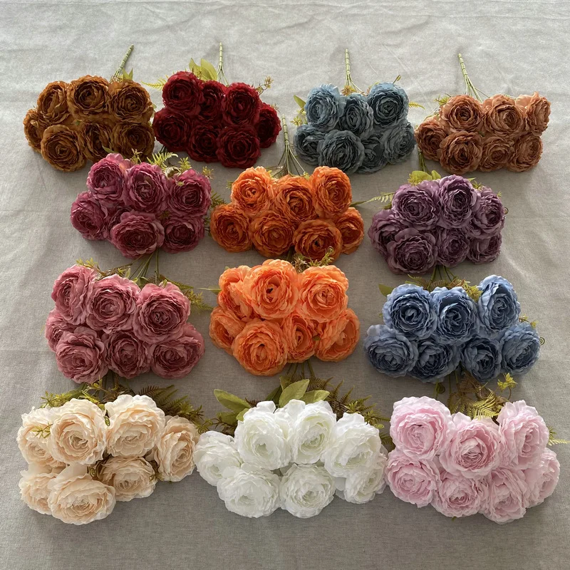 2/5 Stück Künstliche Pfingstrosen mit 7 Blüten, Hochzeitsstrauß, Rosa Kunstblumen aus gebürstetem Stoff Nr. 69 Simulierte Pfingstrosenblumen zur Dekoration von Hallen – Detail 6