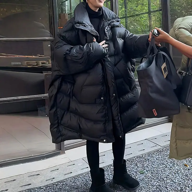 Winter New Women's Down Cotton Jacket Fluffy Windproof Stand Up Collar Oversized Jacket