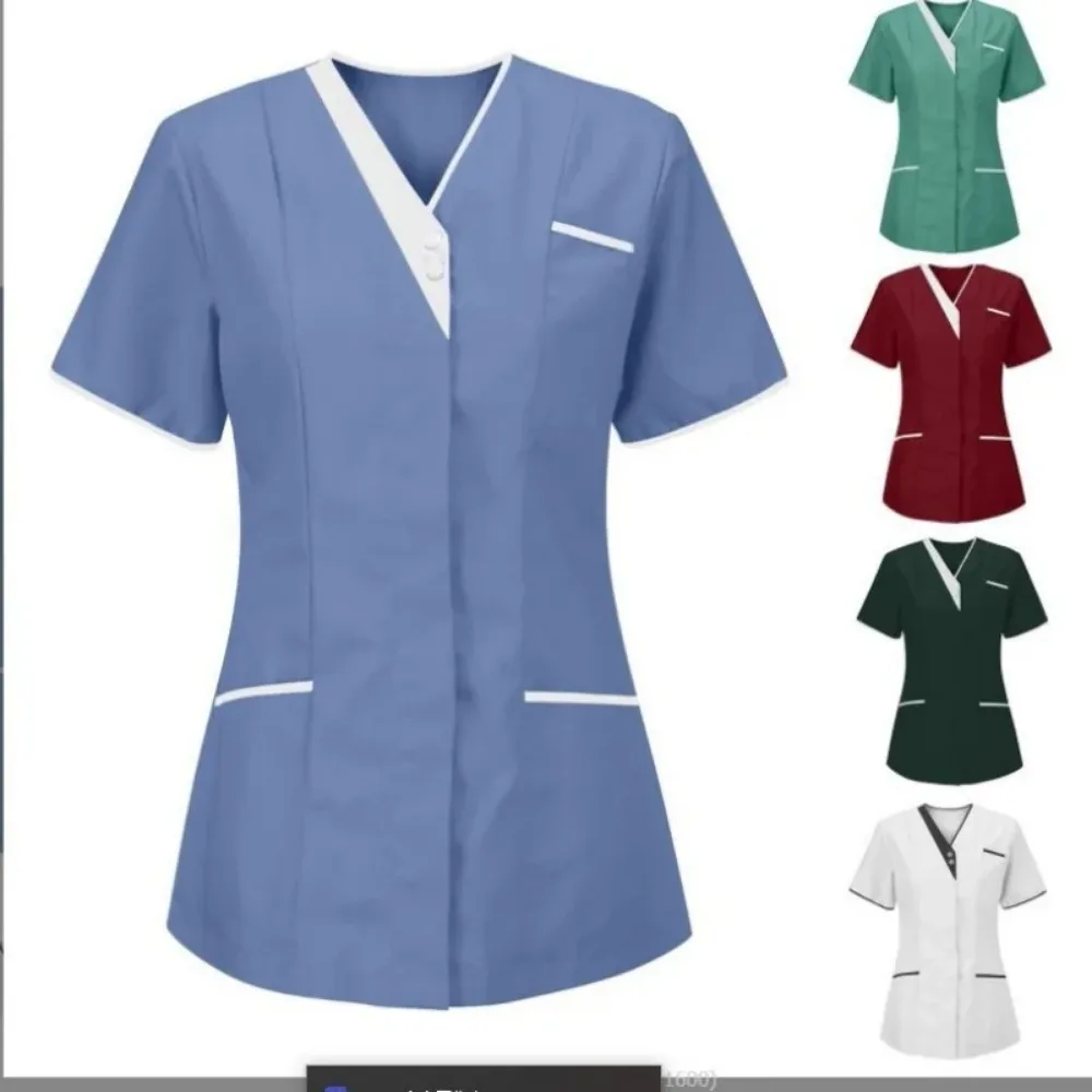 2024 New Hospital Hand Washing Clothes Tops Pure Cotton Skin Friendly Nursing Work Clothes Tops Waiter Uniform Work Clothes