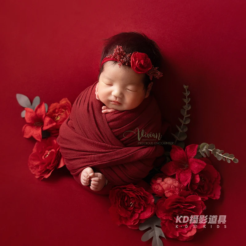Newborn Photography Clothes Baby Butterfly Shape Stretch Wrap +Head Flower+Simulation Flower Newborn Studio Art Photography Prop