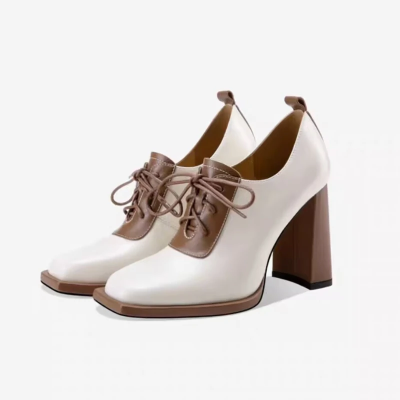 Sapatos Oxford profissional para mulheres, salto alto, com cordões pontiagudos, sapatos soltos, moda primavera e outono, temperamento novo