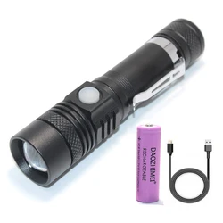 5000Lumens T6 Zoomable 3 Modes LED Torch USB Rechargeable Flashlight 18650 Flashlights For Camping +Battery + USB