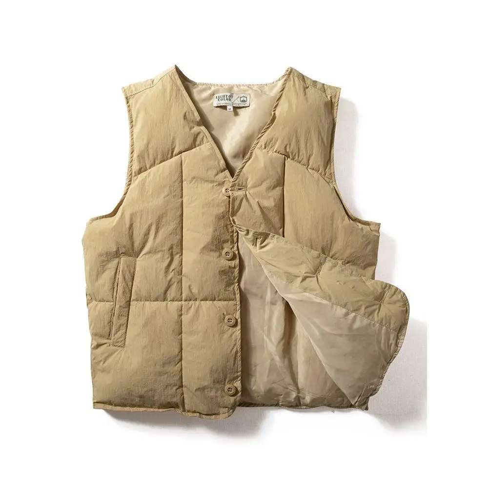 

Men's Thiened Padded V-Ne Cotton Jaet Autumn Winter Outdoor Waterproof Warm Vest Coat Casual Youth Sle Polyester Fiber
