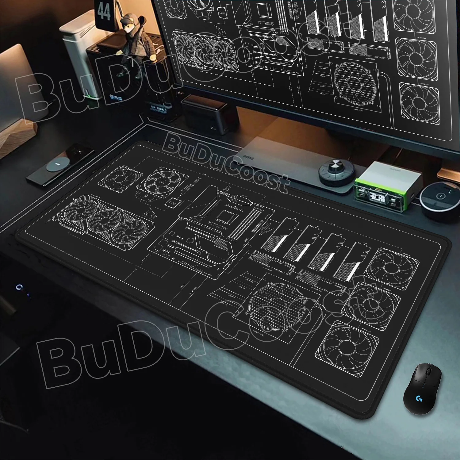 XXL Black and White CPU blueprint Mouse Pad Computer Laptop Keyboard Mouse Mat Large Anime Mousepad Keyboards Gamers Desk Mats