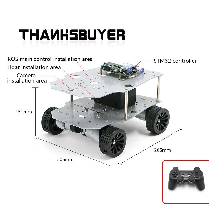R550 ロボットシャーシ ロボットカーシャーシ (アッカーマン/ディファレンシャル/4WD /メカナムホイールバージョン 電子制御付属)