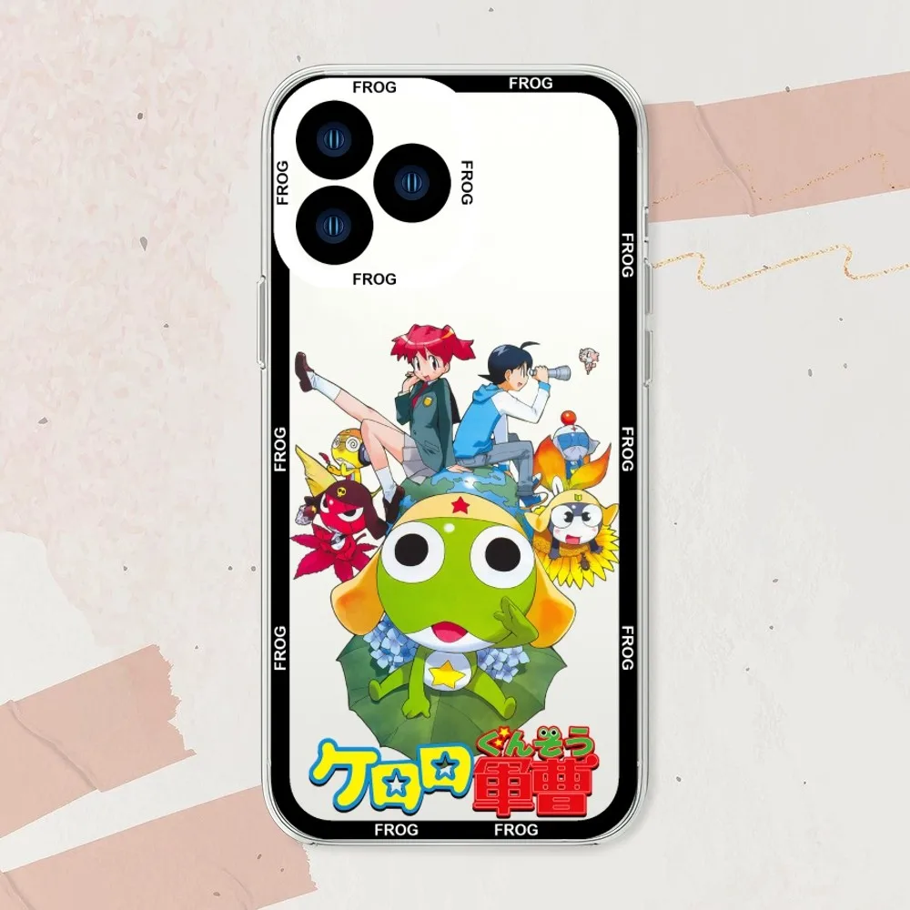 Funny Cartoon Keroro Gunsou Frog Phone Case For iphone 11 12 13 14 15 Mini Plus Pro Max Transparent Shell