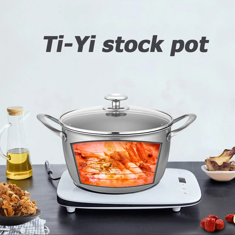 

StockpotComposite titanium soup pot cooking noodles gas stove induction cooker 24cm 6.2L double ear stew pot household non-stick