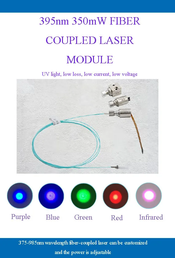 395nm 350mW UV Fiber-Coupled Laser Module – 600μm, for PCB Direct Imaging & Plate Making