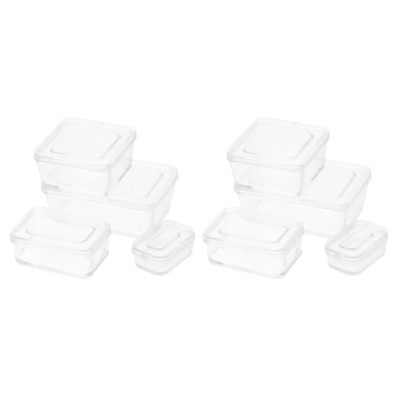 8Pcs Dollhouse Miniature Food Storage Transparent Bento Boxes Kitchen Organizers Fresh Keeping Snack Containers