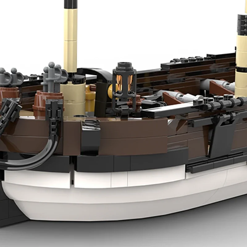Moc cegły budowlane statek wojskowy Model Bluecoat pancernik technologia klocki modułowe prezenty zabawki dla dzieci zestawy DIY montaż