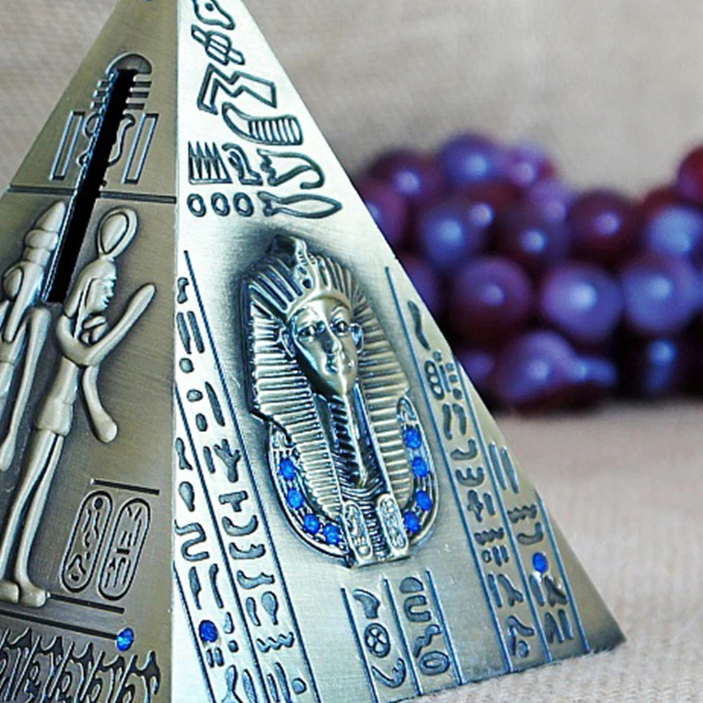 

Egyptian Pyramid Metal Money Bank Electroplated Creative Saving Box Desktop Home Decor Gift Family Friends Medium Random Color