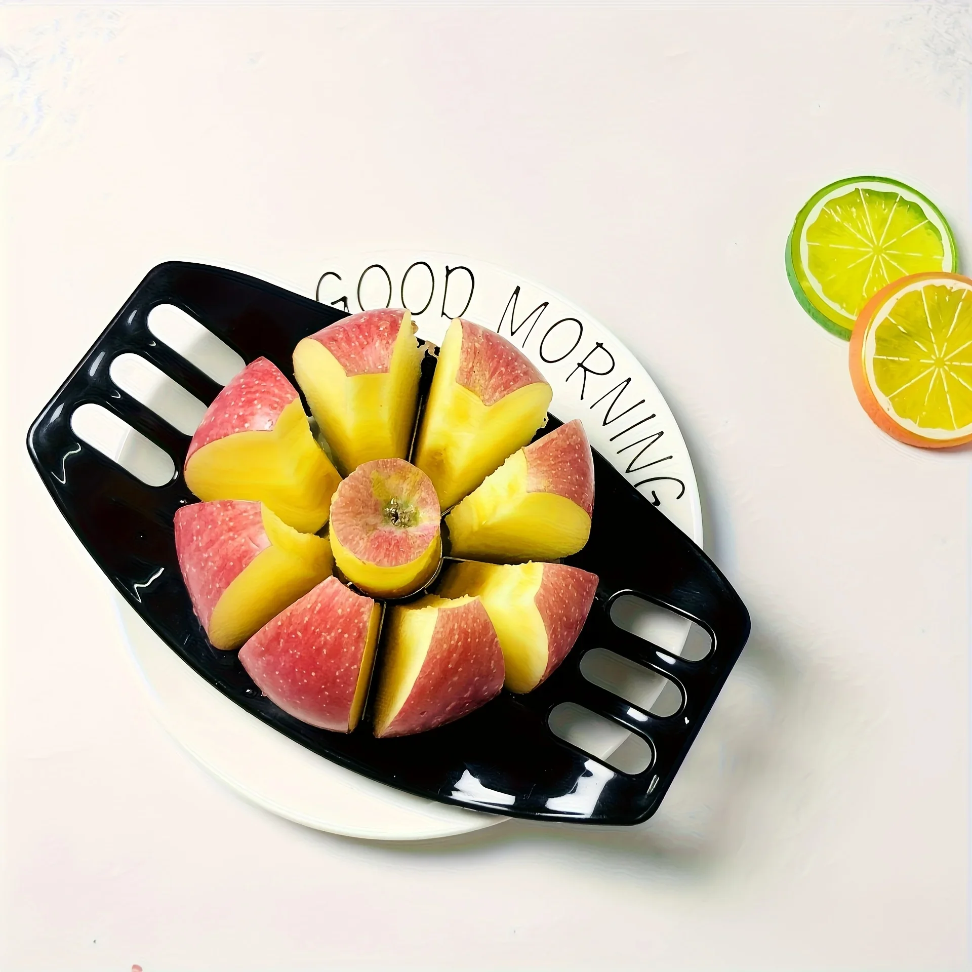 Stainless Steel Apple Slicer and Corer - Heavy-Duty Manual Fruit Knife with Uniform Blade, Ergonomic Handle