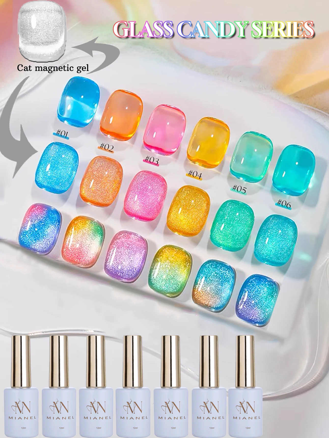 

MIANEL 12 мл, 1-10 шт., конфетный стеклянный гель-лак для ногтей, хит продаж, дофаминовые ногти, дизайн ногтей, фэнтезийный лак для ногтей, летние ногти