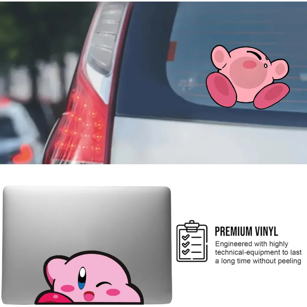 Picture 3: Cute Kirby Vinyl Sticker, Peeking Car Decals, Funny Stickers - Anime Stickers - Waterproof Bumper Sticke