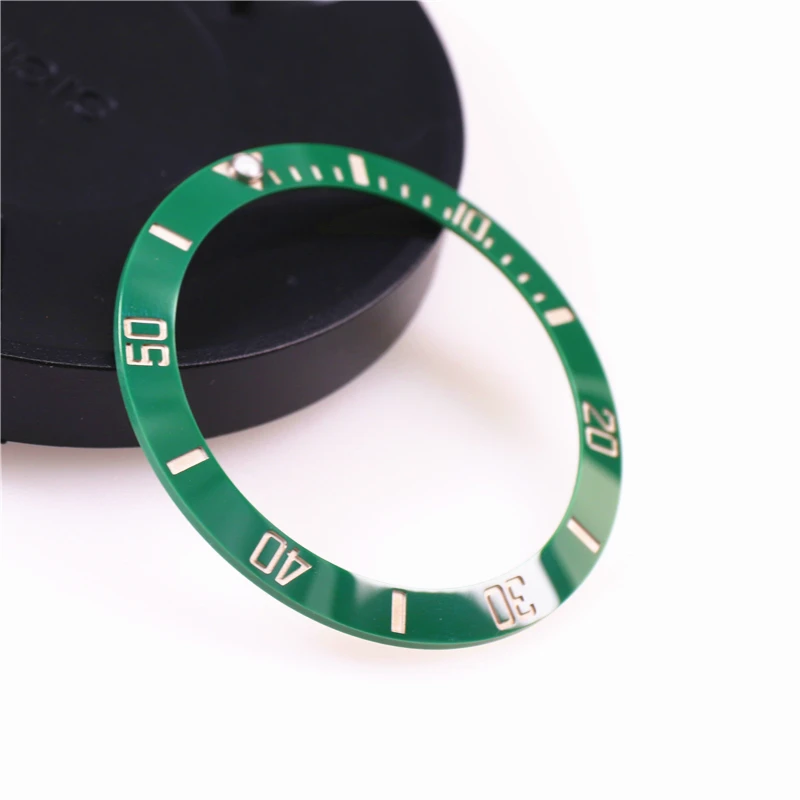 Sapphire Luminous Pip Plated White Gold 38mm Black Green Ceramic Bezel Insert For 40mm Sub Watch Ar Vr Clean Factory Dive Watch