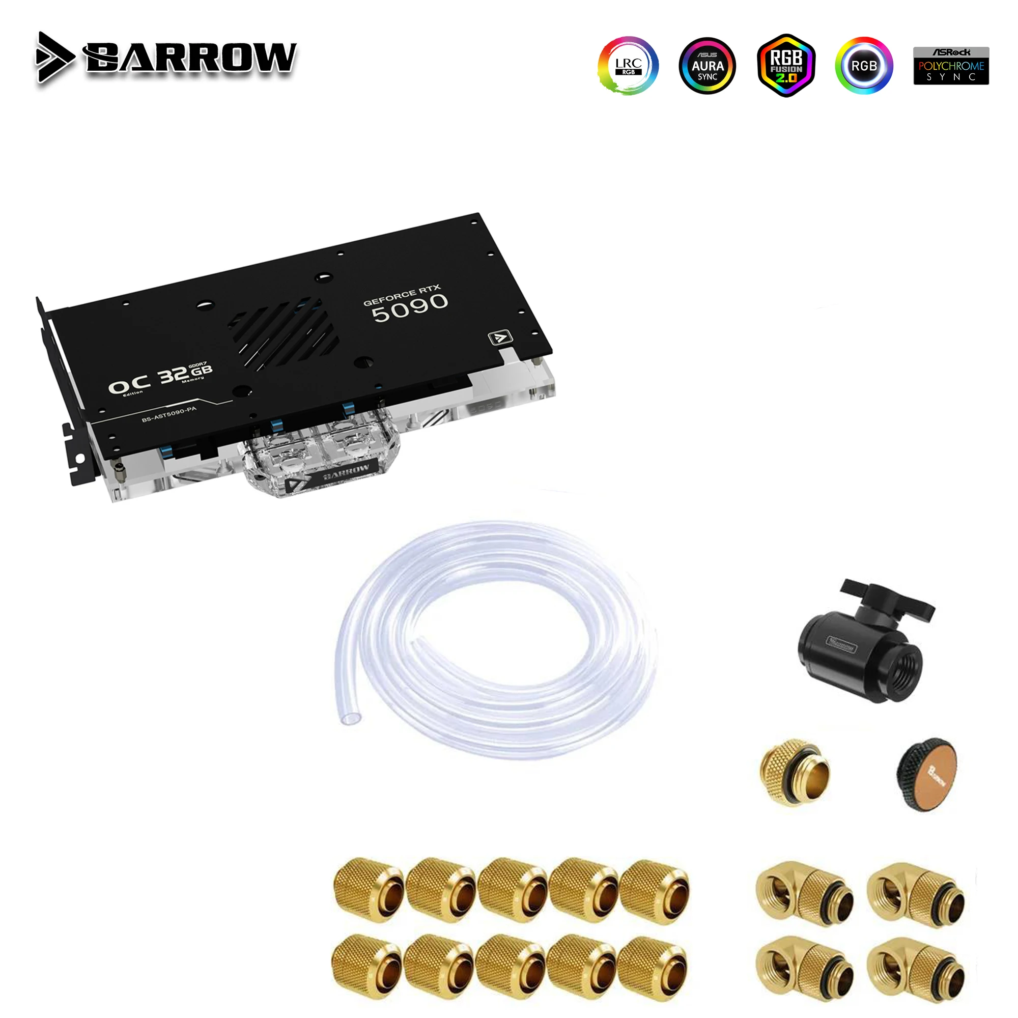 Barrow GPU Fitting Kit use Soft Pipe Hand Compression Connector Joint +  Hose Tube Water Cooling Accessories Fitting
