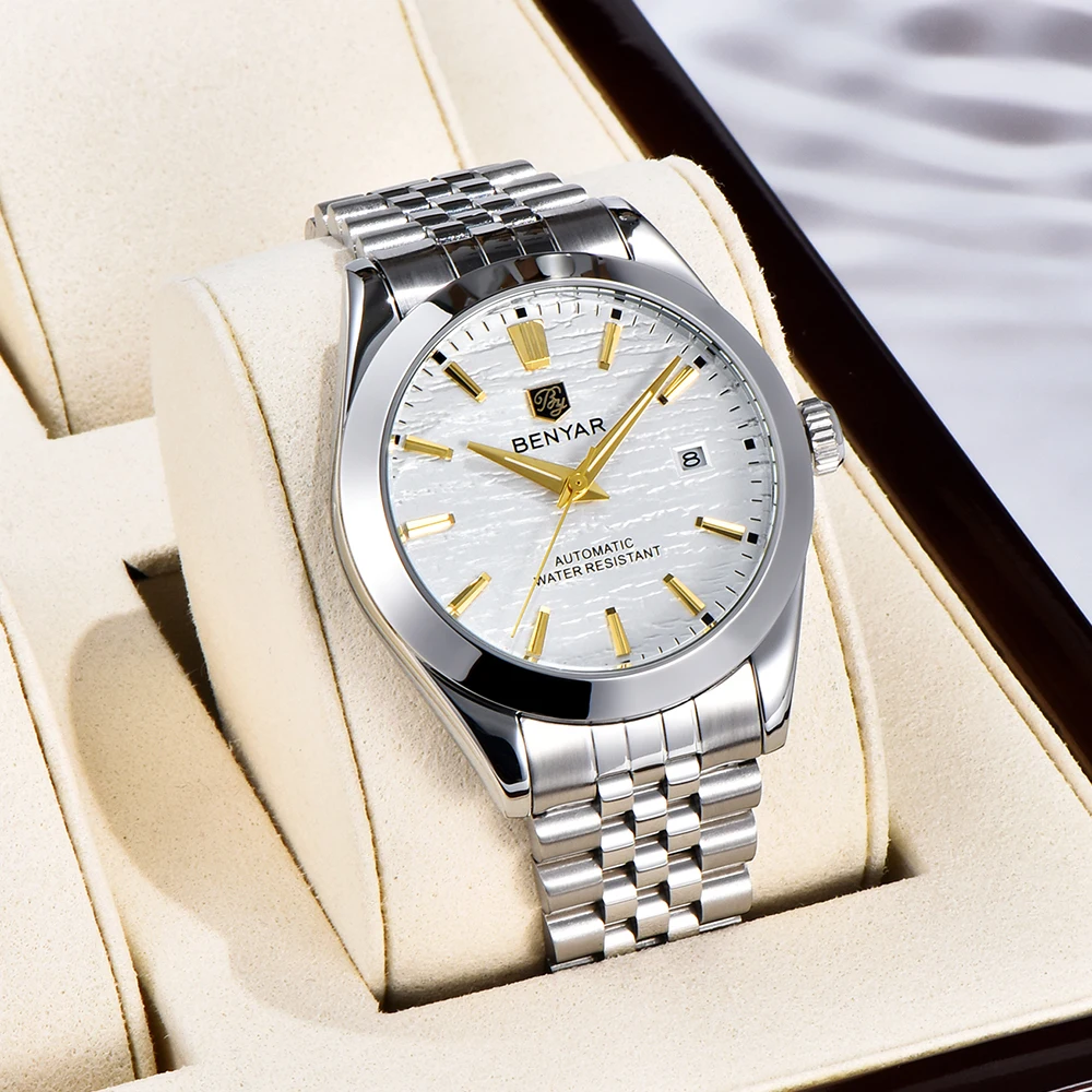 Benyar ساعة رجالية جديدة 40 ملم مينا 50 متر مقاومة للماء ساعة غوص أوتوماتيكية للرجال ساعة عصرية فاخرة من الفولاذ المقاوم للصدأ #1