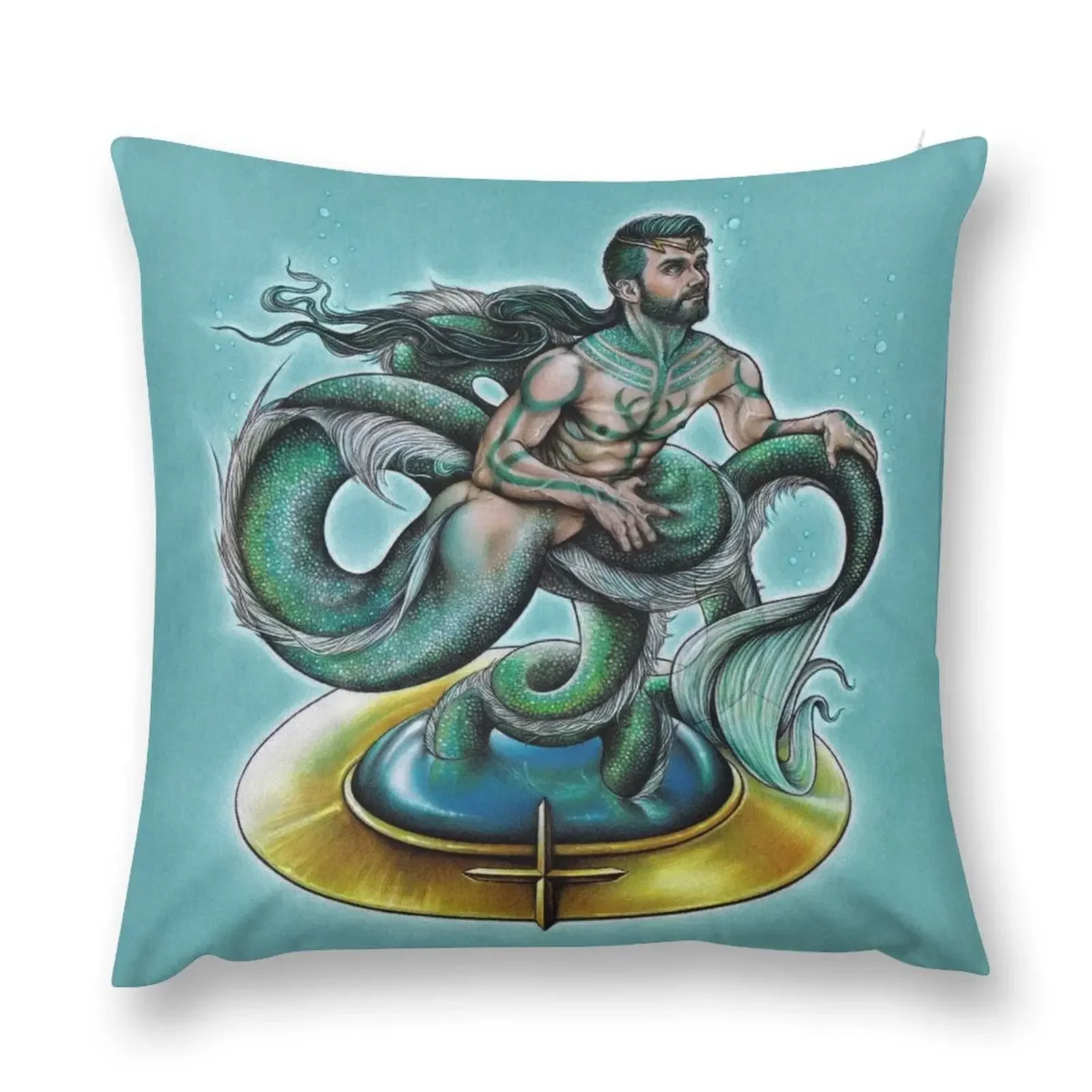 

Merman Sailor Neptune Throw Pillow Pillow Covers Decorative Christmas Pillow Cases