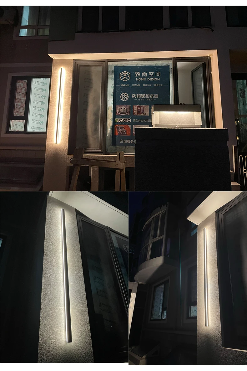 IP65 Waterproof Long LED Wall Lamp 110V 220V Outdoor Garden Villa Porch Indoor Decor Lighting Exterior Wall Sconce