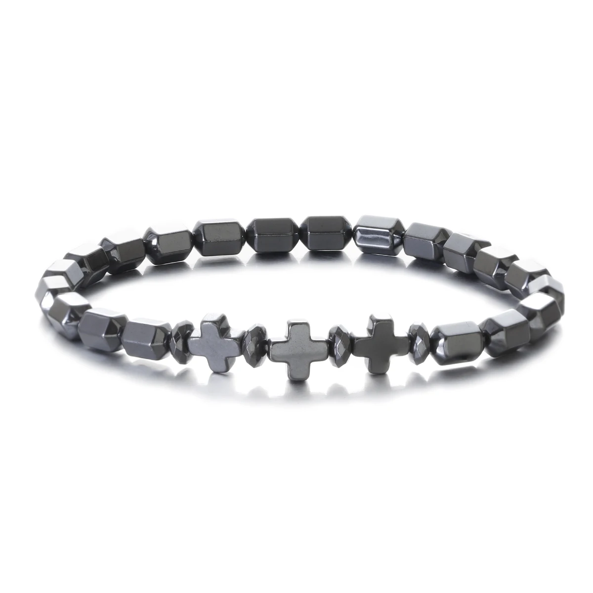 Fashion Black Hematite Cross Arrow Bracelet Men Healing Bracelet Weight Loss Bracelets Men Health Jewelry