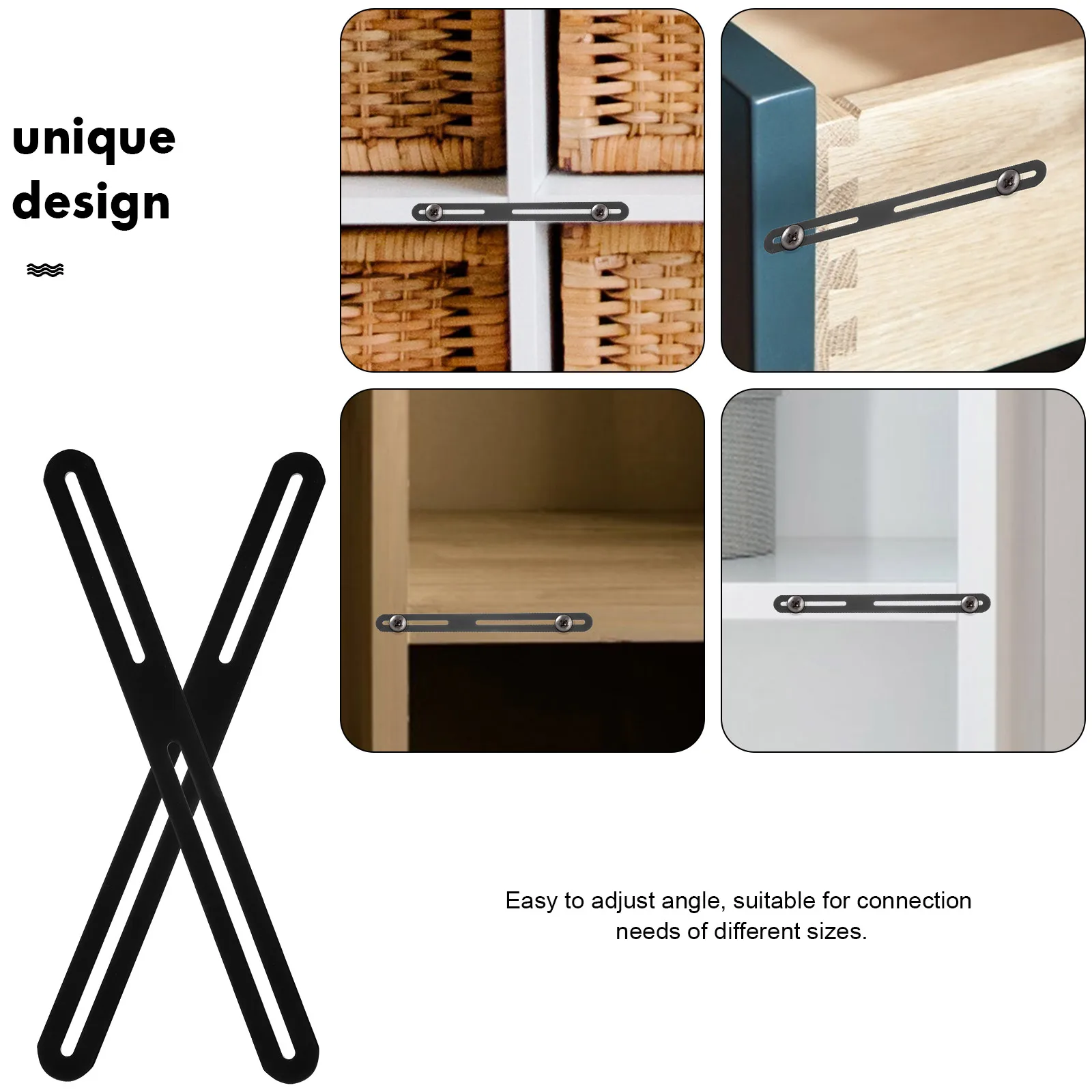 

4pcs Stainless Steel Angle Brackets Furniture Support Plates Flat Metal Joining Mending Brackets For Wood Tables Cabinets