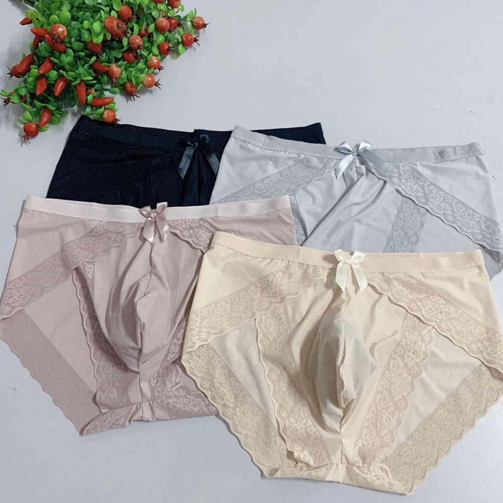 Mens Briefs Bikini Extreme Men's Panties Underwear For Man Thong Intimate Hot Novelty Lace Ice Silk Pouch G-string Underpants