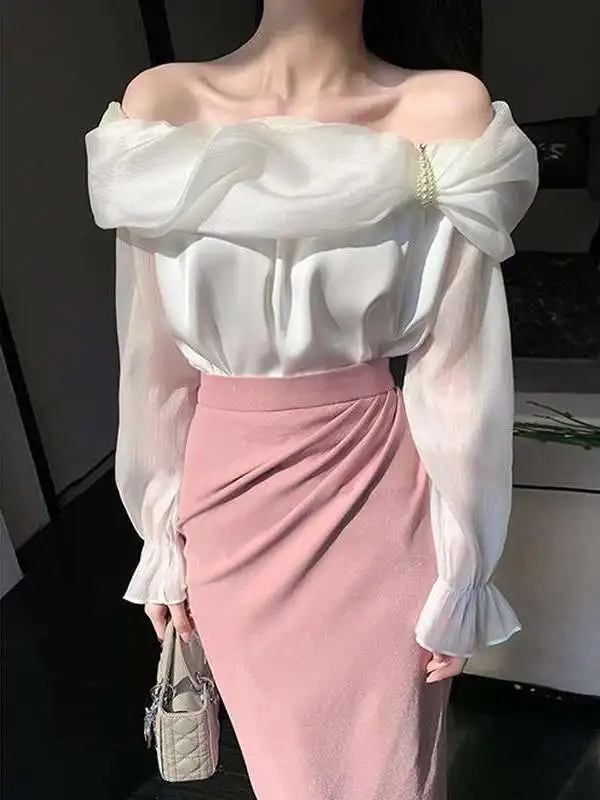 

Женская блузка Sweet Sle Xiuxi Autumn Fashion с воротником, свободного кроя, с длинными рукавами, из полиэфирного волокна