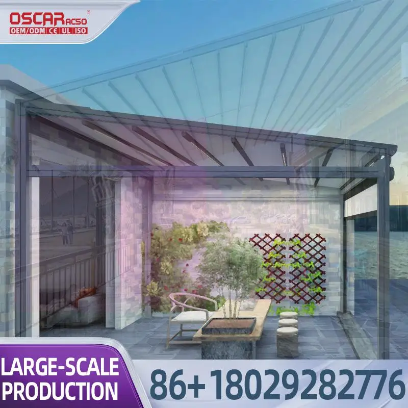 Motorized Retractable Sun Shading Sliding Shades for Pergola Outdoor Terrace at Restaurants Bars Retractable Canopy Pergola