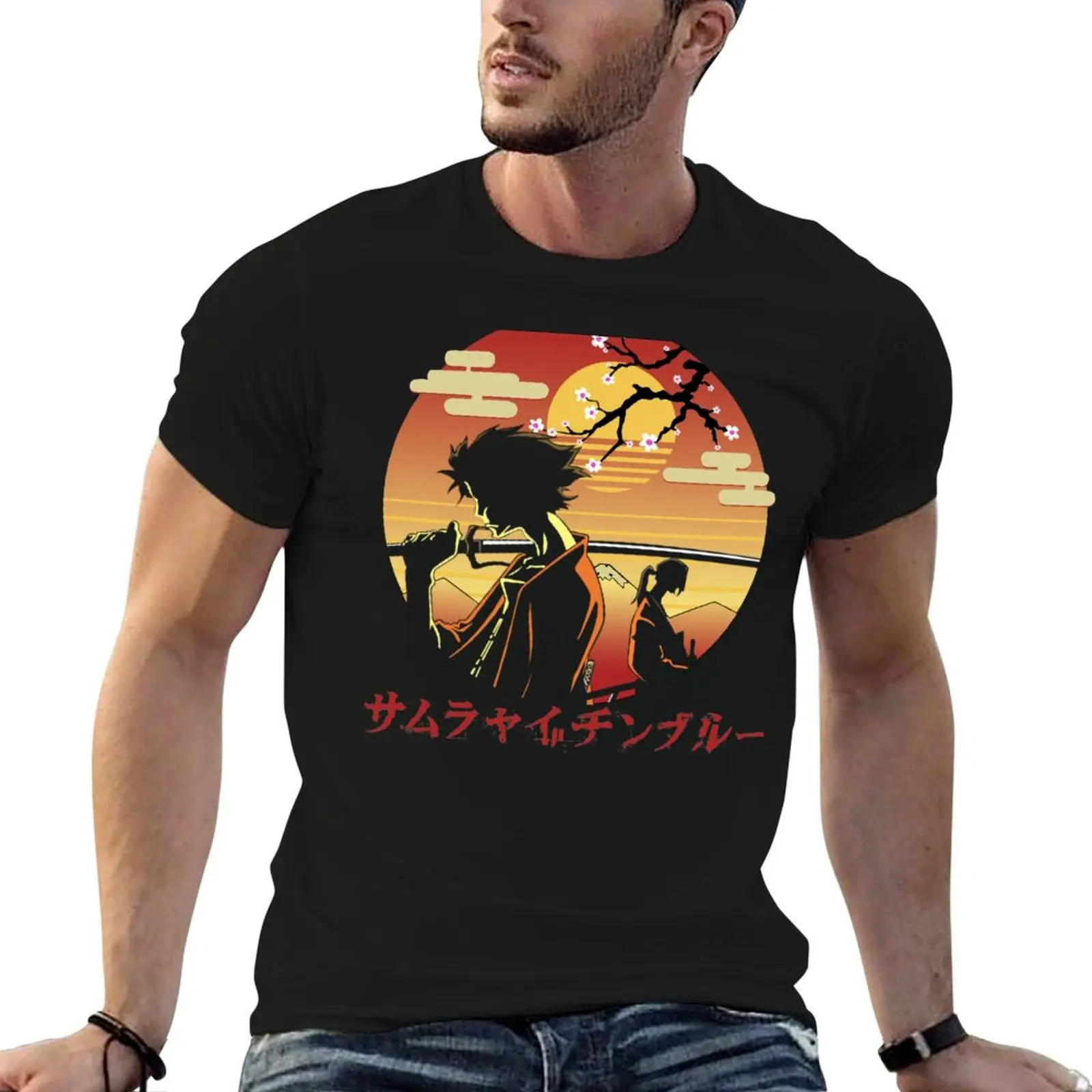 

Mugen And Jin Champloo Japanese Sunset T-Shirt man t shirt summer cotton tshirt 100% T-Shirt