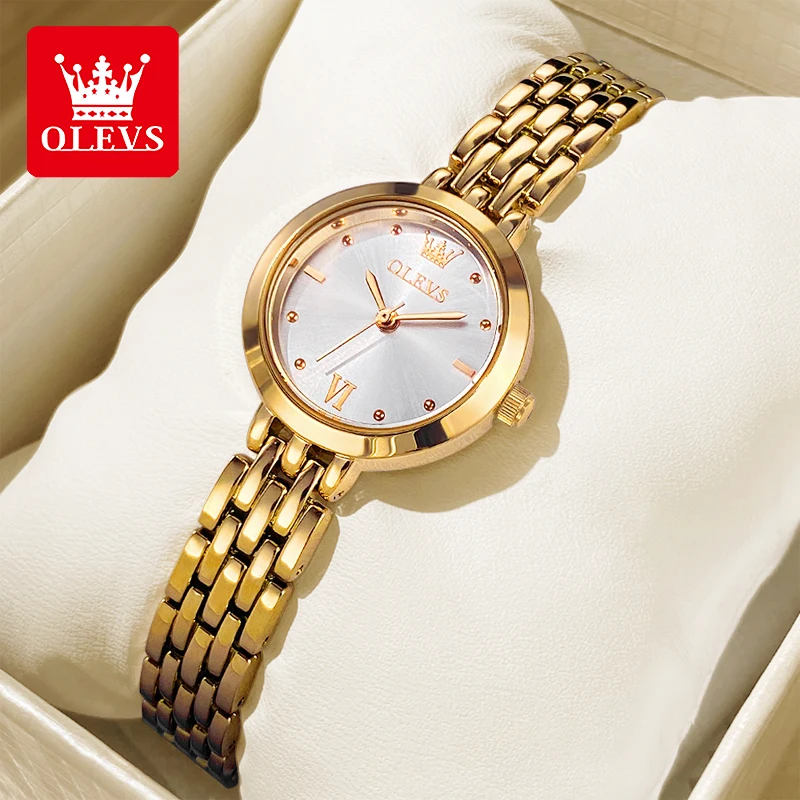 OLEVS-Relógio de Quartzo Elegante Feminino, Relógios Femininos, Versátil, Impermeável, Pulseira de Aço Inoxidável, Pulseira Presente, Marca Original