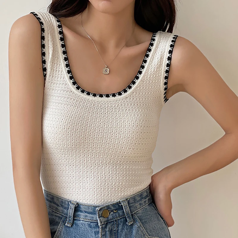 HELIAR Women O-Neck Sleeveless Tank Tops Elegant Backless Crop Top Casual Female Pullover Top Office Camis Spring Summer