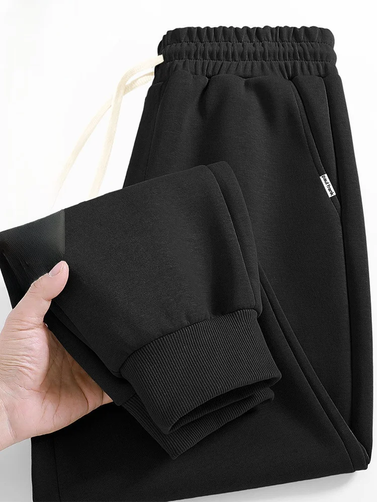 

Men's Sporty Black Running Trousers Spring New Style 2026 Mid-Waist Straight Leg Long Pants Youth Fashion Brand