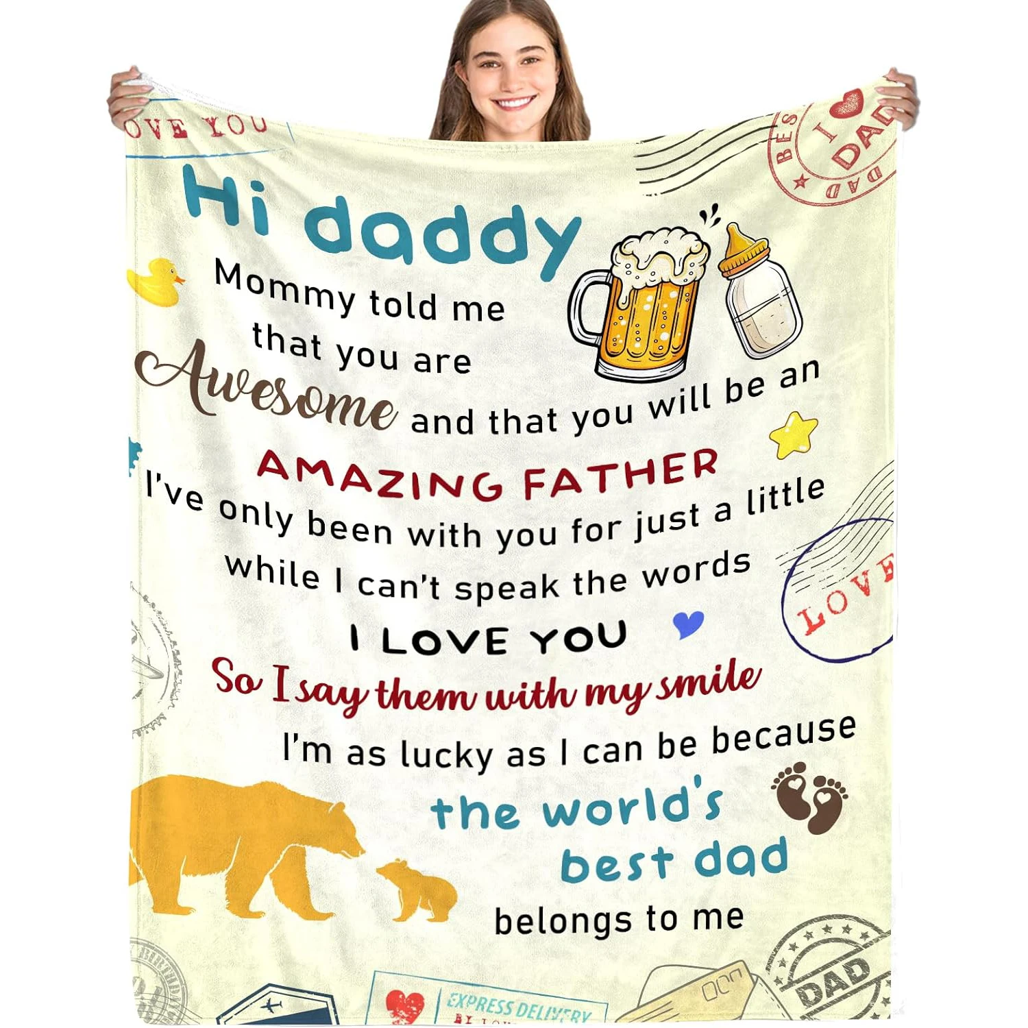 Father's Day gift, best new dad flannel blanket, promoted to dad gift, soon to become dad's birthday gift