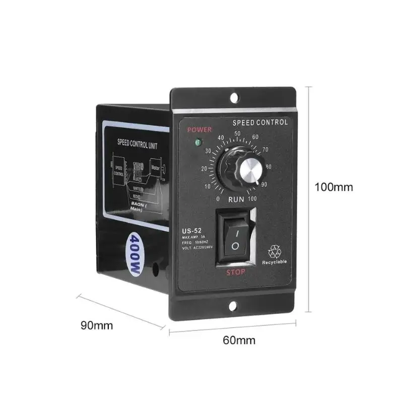 Precision AC Motor Speed Controller 400W 220V - 50/60Hz Forward/Reverse Governor for Industrial Applications