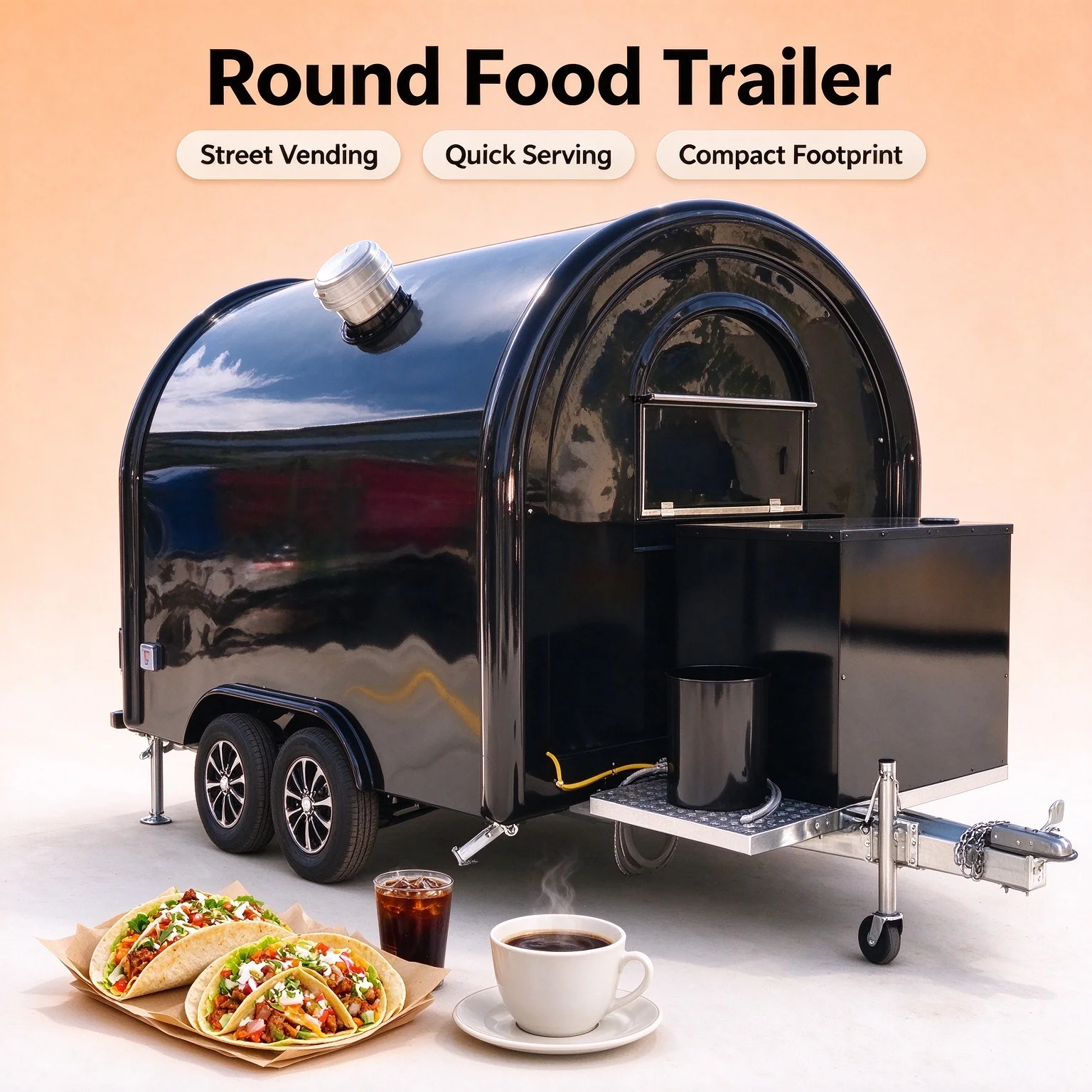 4 Wheels Cheap Food Trailer Rounded Roof Roadside Snack Food Truck Pop up Food Trailer Customized